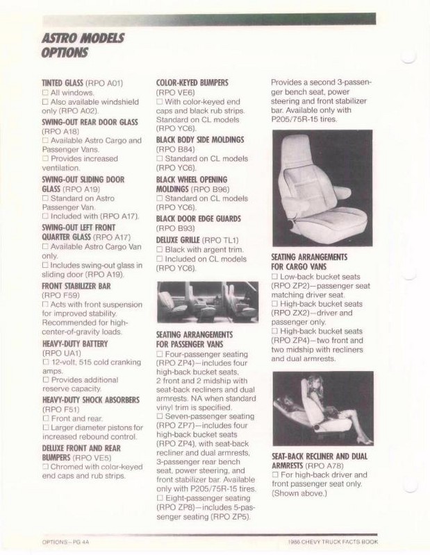 1986 Chevrolet Truck Facts Brochure Page 91